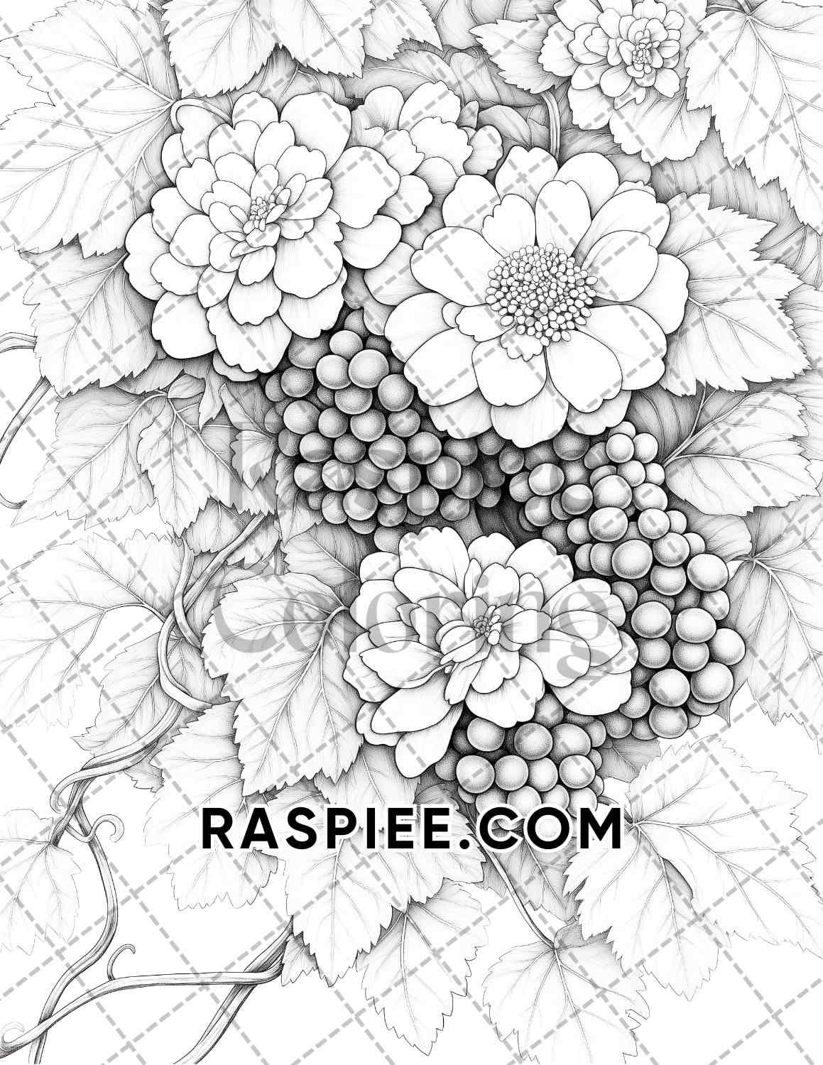 Fall Flowers Adult Coloring Pages Printable PDF Instant Download