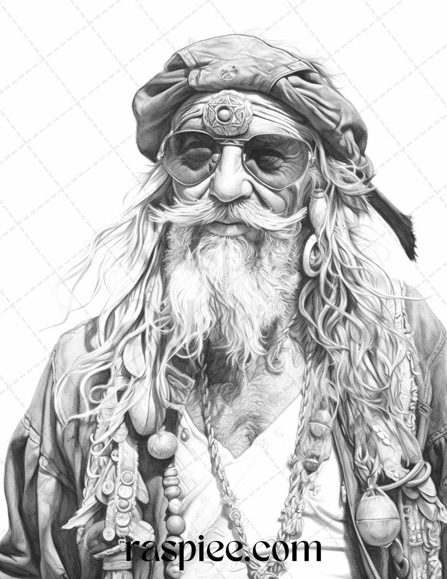 60 Pirate Life Grayscale Coloring Pages Printable for Adults, Stress Relief Coloring, PDF File Instant Download