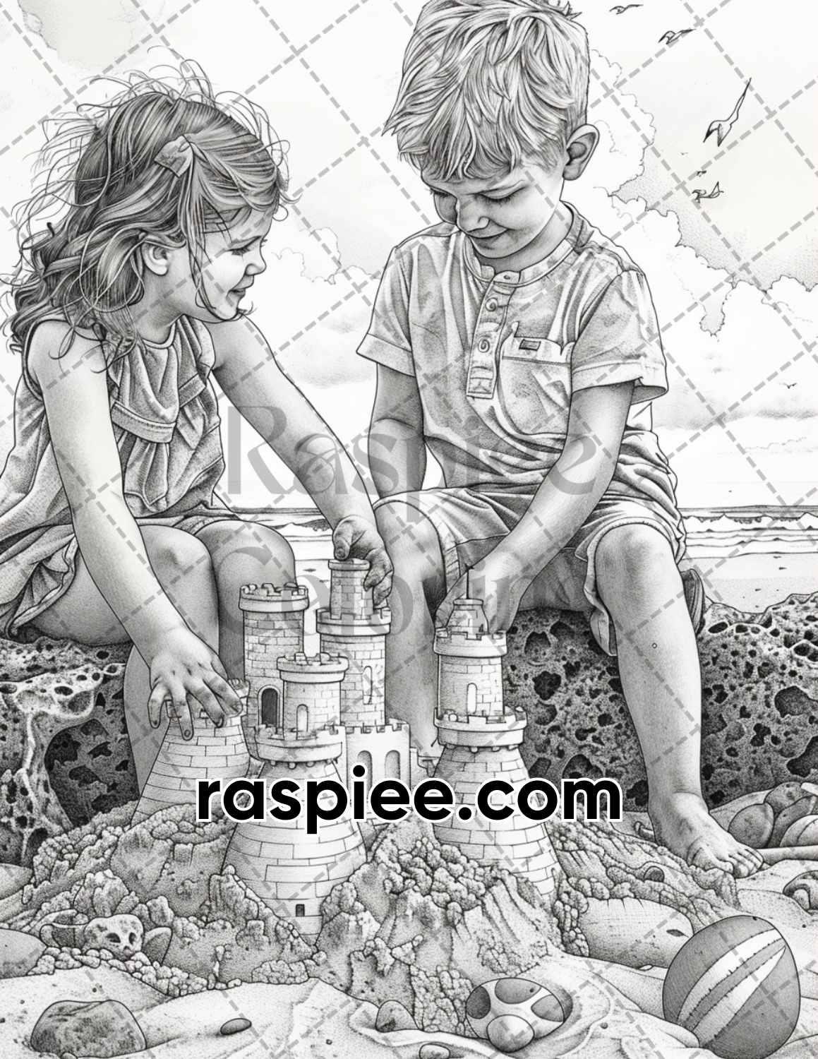 62 Relaxing Summer Grayscale Adult Coloring Pages Printable PDF Instant Download