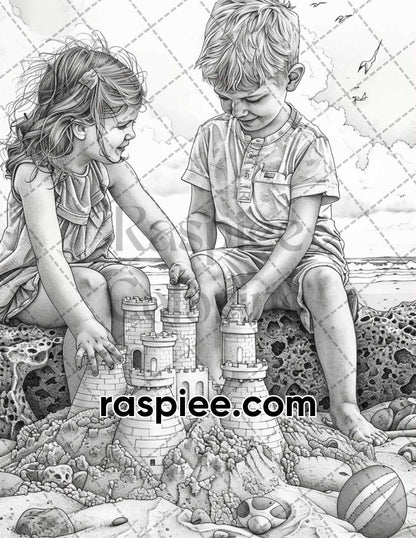 62 Relaxing Summer Grayscale Adult Coloring Pages Printable PDF Instant Download