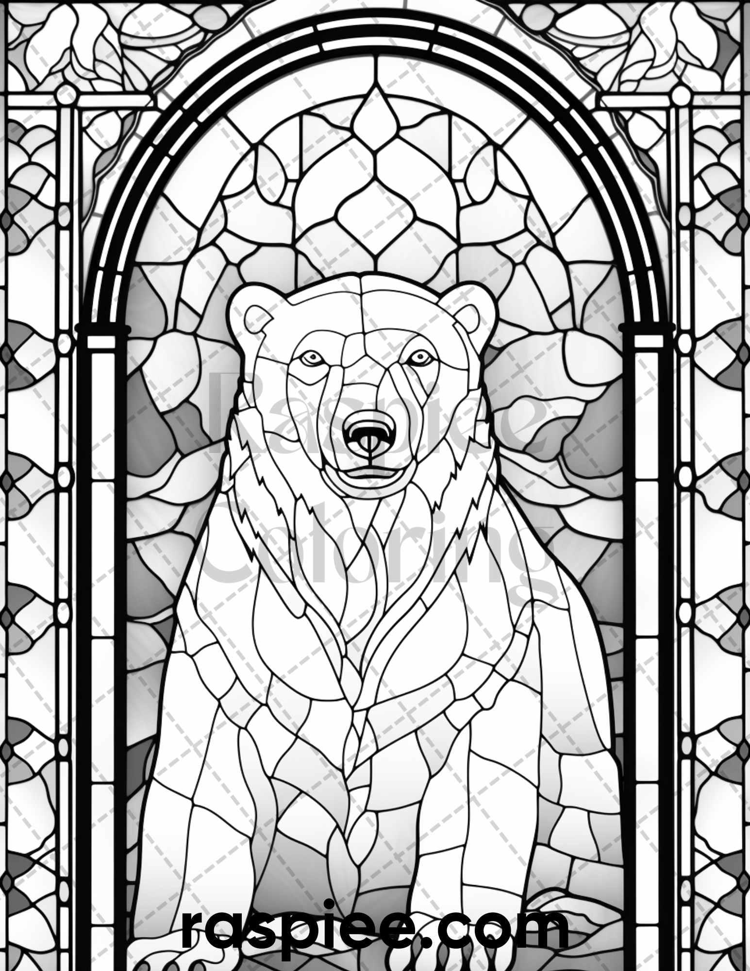 50 Christmas Stained Glass Grayscale Coloring Pages for Adults, Printable PDF File Instant Download