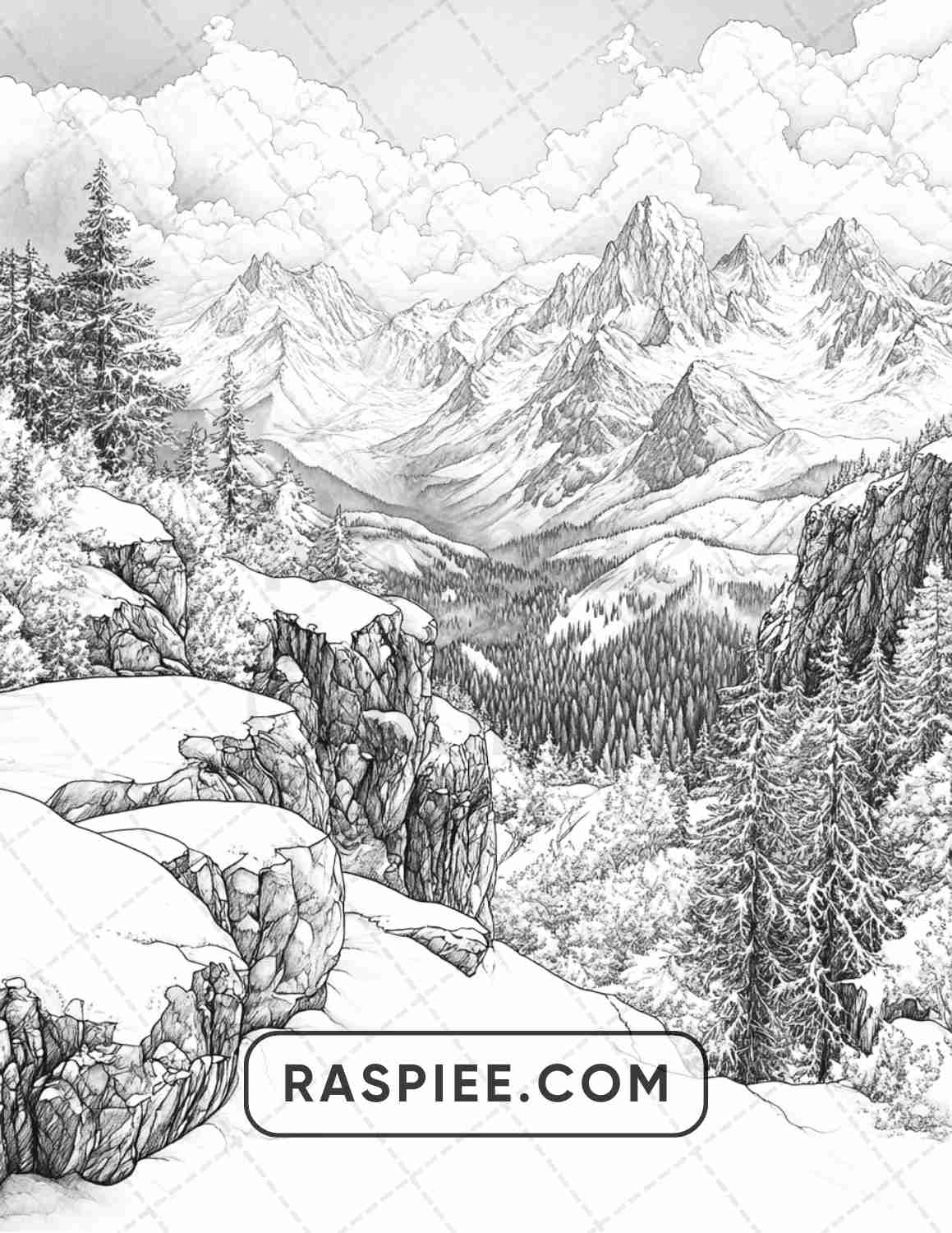 82 Winter Landscapes Adult Coloring Pages