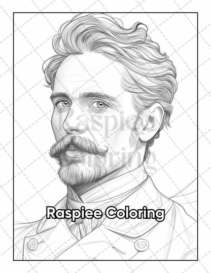 50 Victorian Portrait Adult Coloring Pages Printable PDF Instant Download