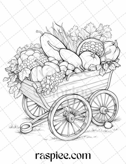 Autumn Vibes Grayscale Coloring Pages Printable for Adults, PDF File Instant Download