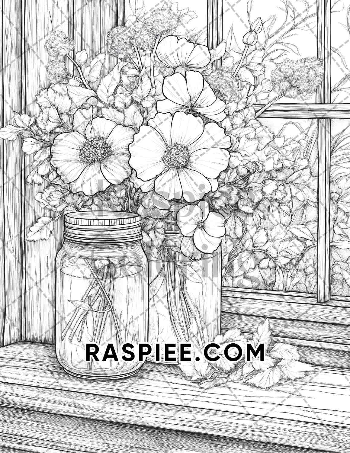 Fall Flowers Adult Coloring Pages Printable PDF Instant Download