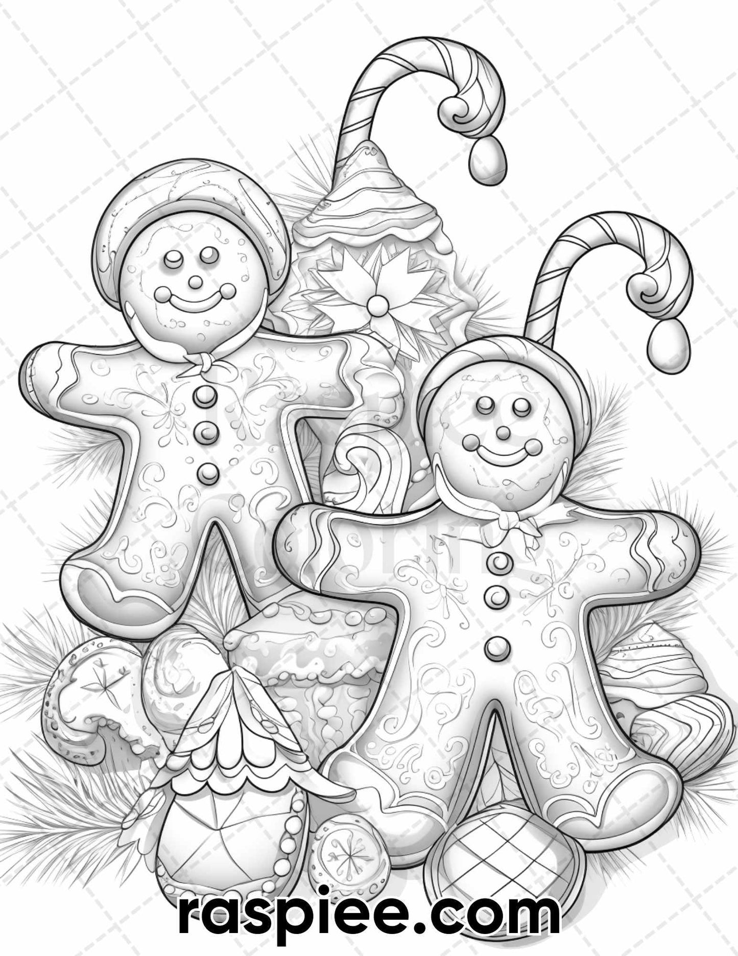 77 Christmas Desserts Grayscale Coloring Pages for Adults, Printable PDF Instant Download