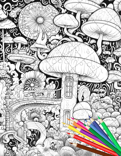 Psychedelic Trippy Coloring Book Printable for Adults, Grayscale Coloring Page, PDF File Instant Download