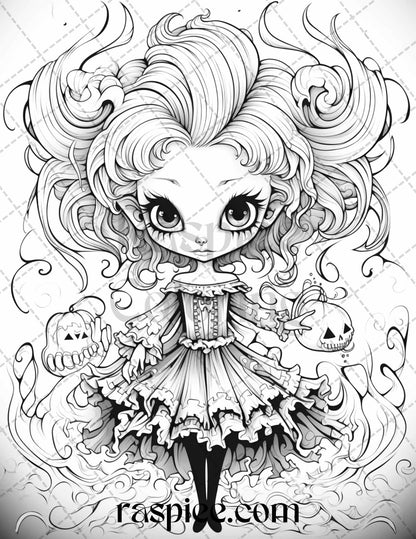 50 Spooky Miss Nightmare Grayscale Coloring Pages Printable for Adults, PDF File Instant Download