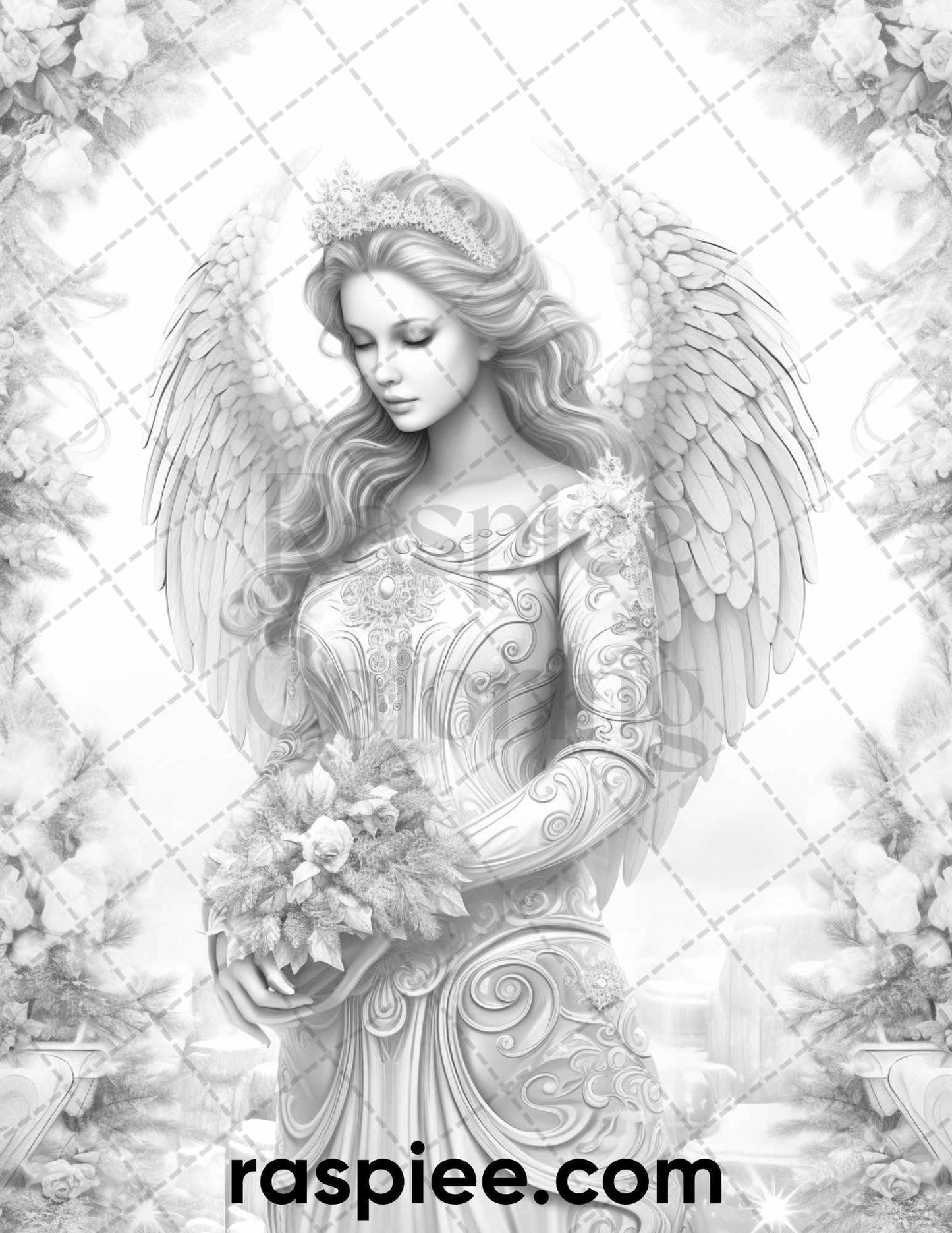 60 Merry Christmas Grayscale Coloring Pages Printable for Adult, Holiday Relaxation Art, PDF File Instant Download