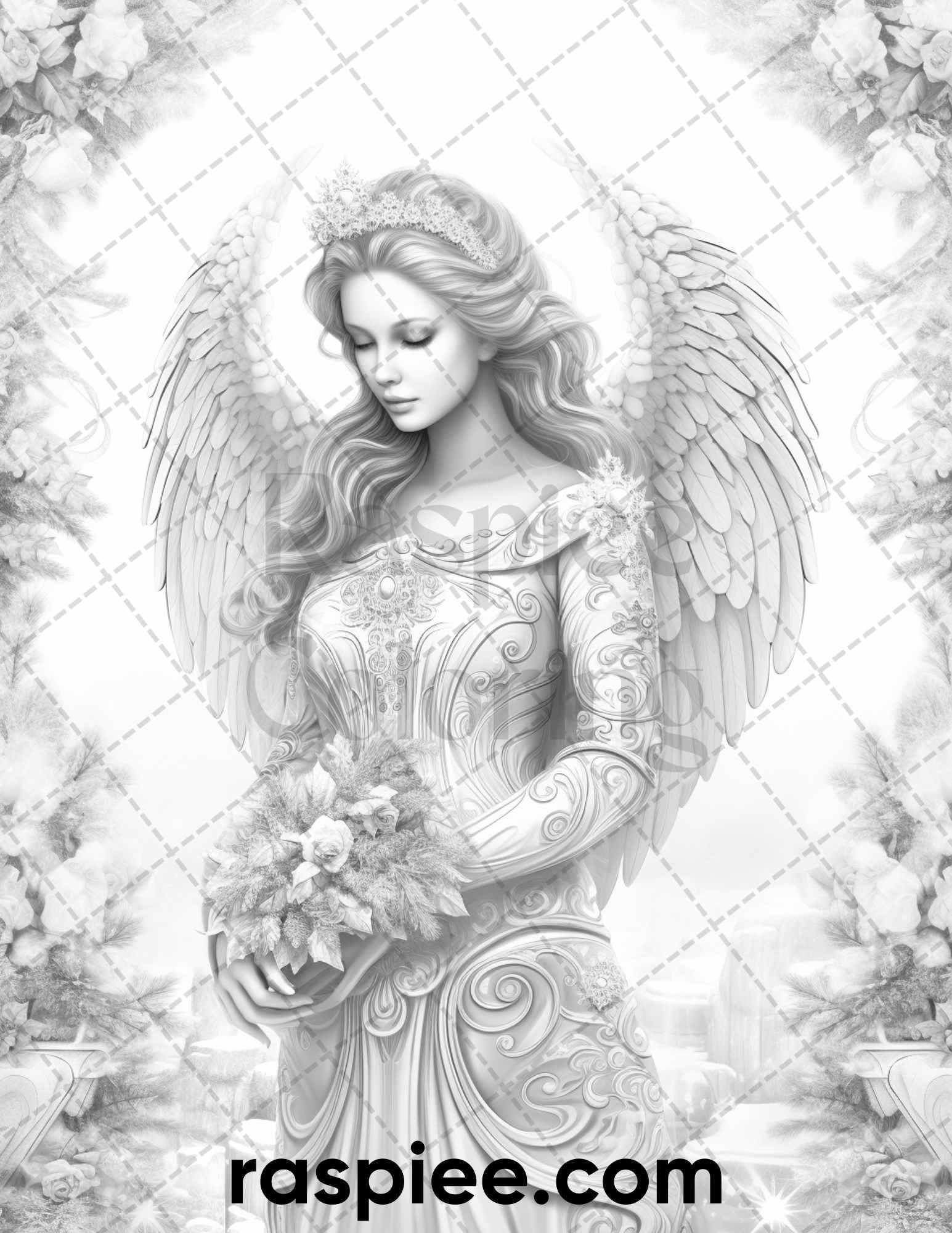 60 Merry Christmas Grayscale Coloring Pages Printable for Adult, Holiday Relaxation Art, PDF File Instant Download