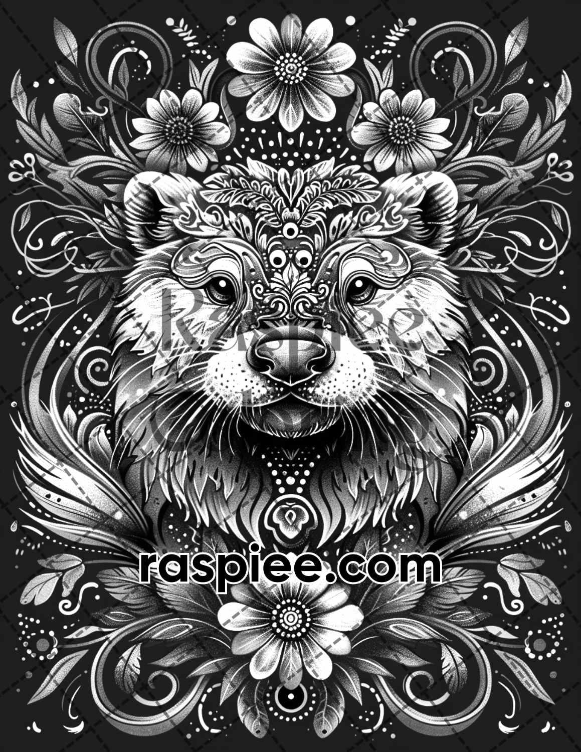 87 Spirit Animals Grayscale Adult Coloring Pages Printable PDF Instant Download