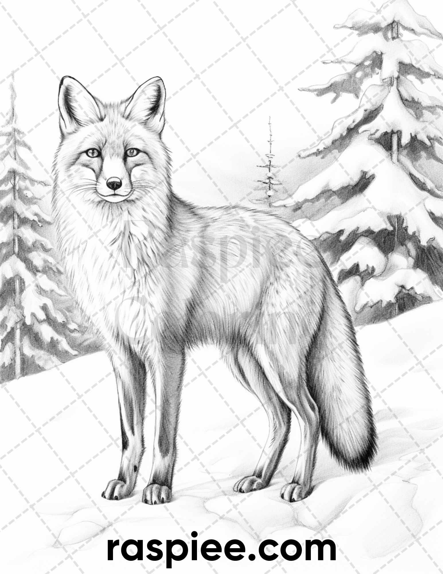 55 Winter Wildlife Grayscale Coloring Pages for Adults, Printable PDF Instant Download