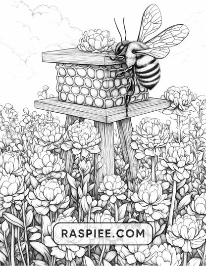 Insects and Flowers Adult Coloring Pages