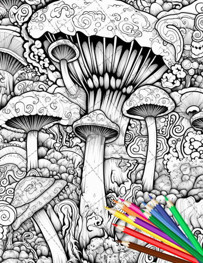 Psychedelic Trippy Coloring Book Printable for Adults, Grayscale Coloring Page, PDF File Instant Download