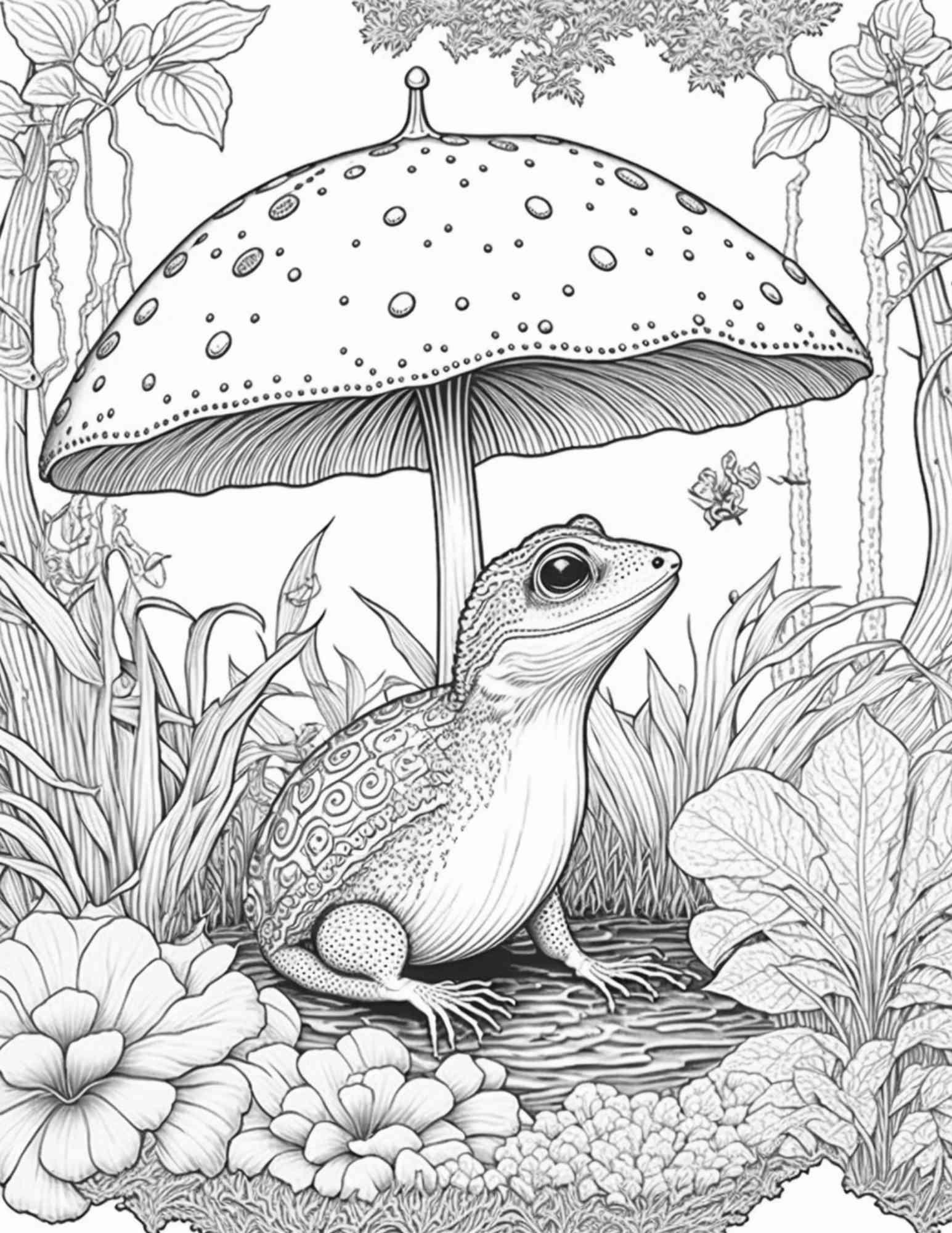 100 Mushroom Forest Coloring Pages Printable for Adults and Kids, Grayscale Coloring Book, Printable PDF File Instant Download