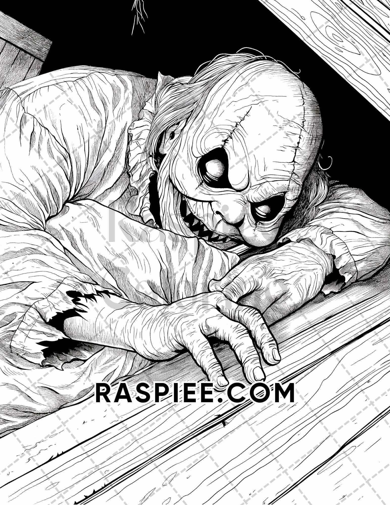 Freak Of Horror Halloween Adult Coloring Pages Printable PDF Instant Download