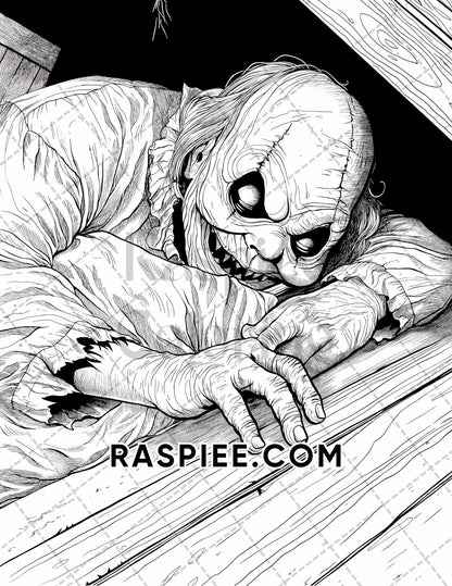 Freak Of Horror Halloween Adult Coloring Pages Printable PDF Instant Download