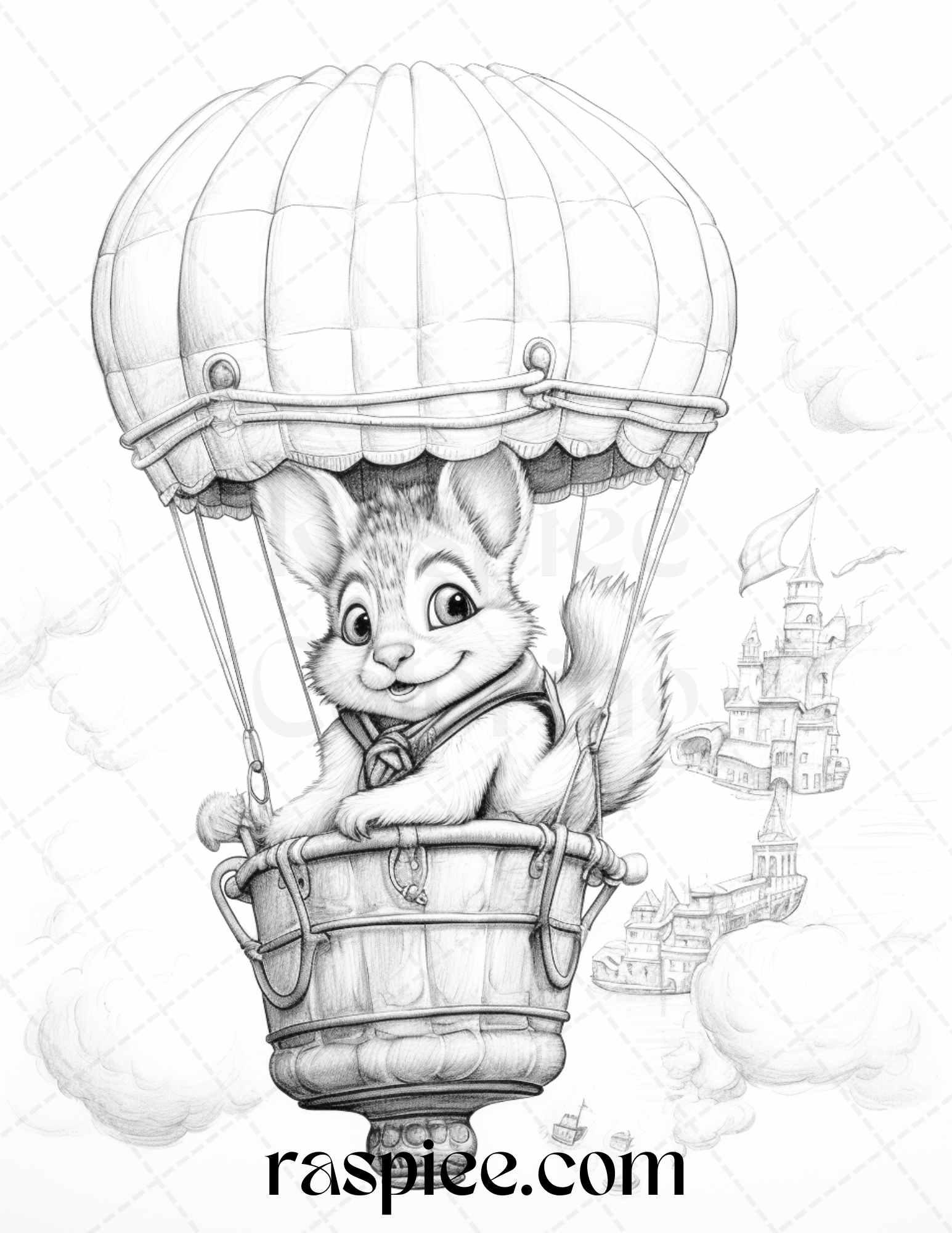 52 Adorable Squirrels Grayscale Coloring Pages Printable for Adults Kids, PDF File Instant Download