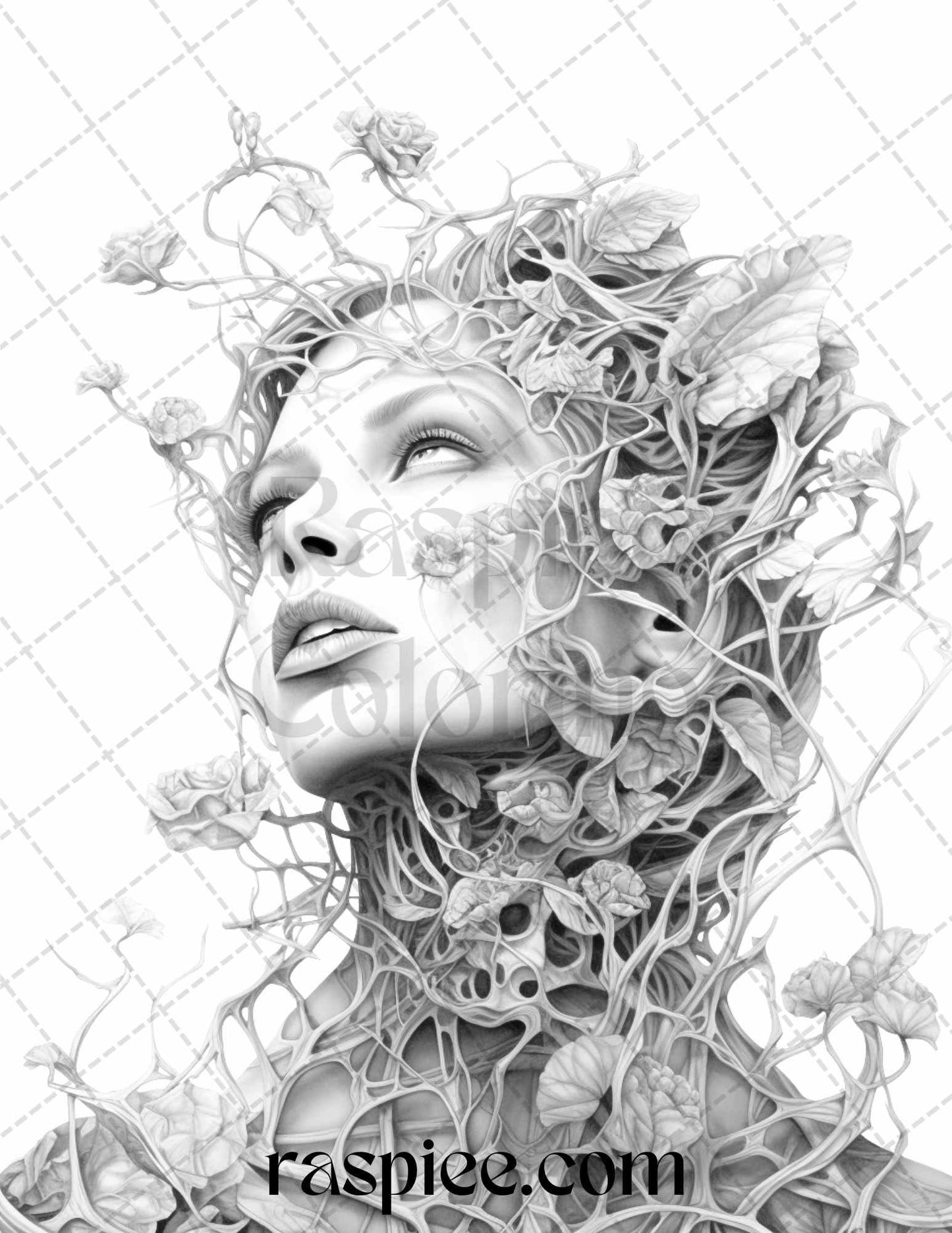 60 Enchanting Surrealism Grayscale Coloring Pages Printable for Adults, PDF File Instant Download