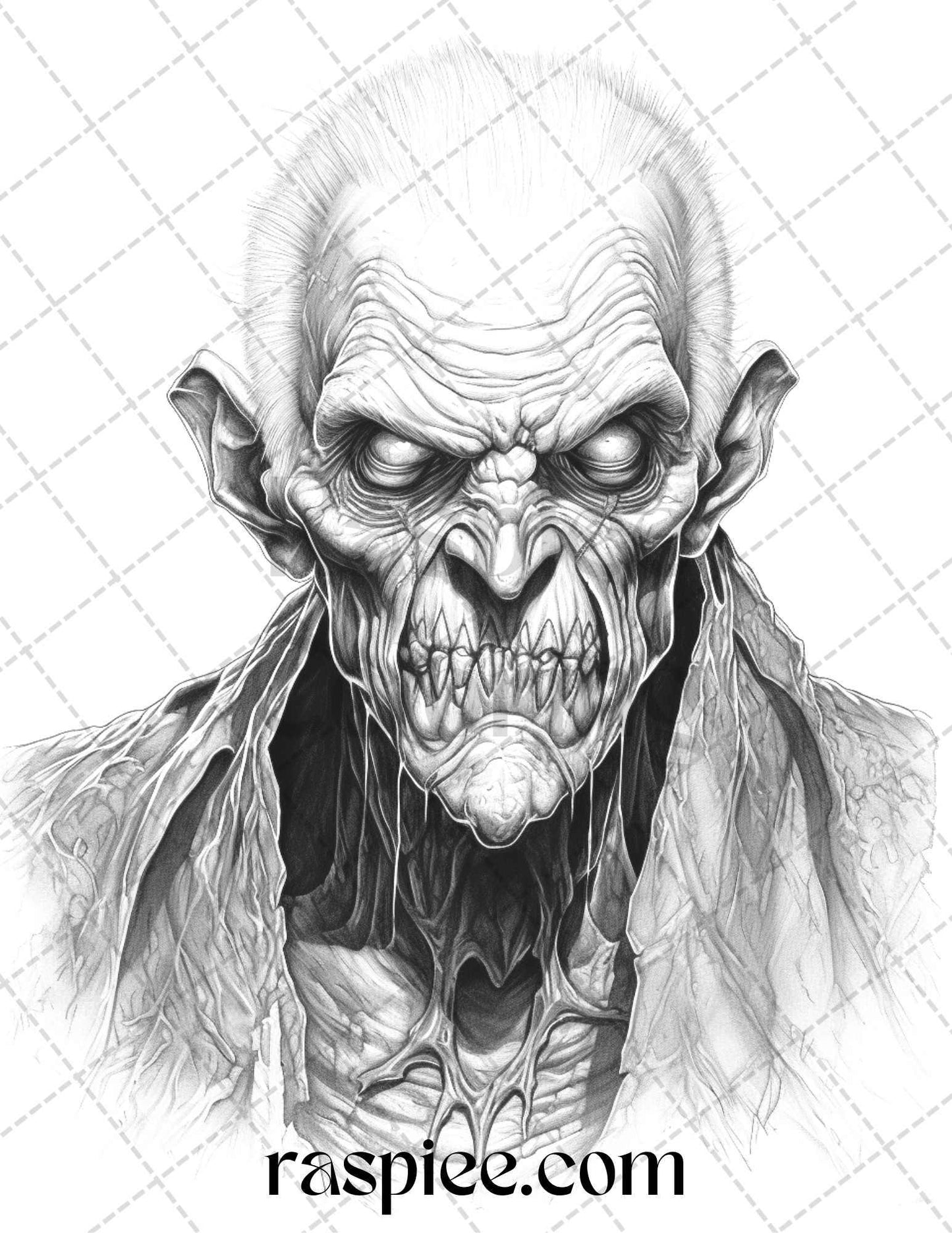 60 Halloween Vampire Grayscale Coloring Pages Printable for Adults, PDF File Instant Download