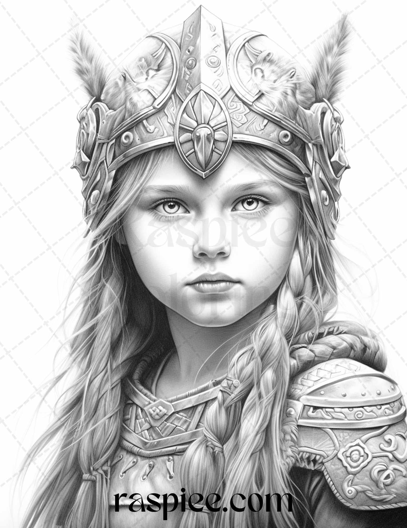 58 Little Viking Girls Boys Portrait Grayscale Coloring Pages Printable, PDF File Instant Download