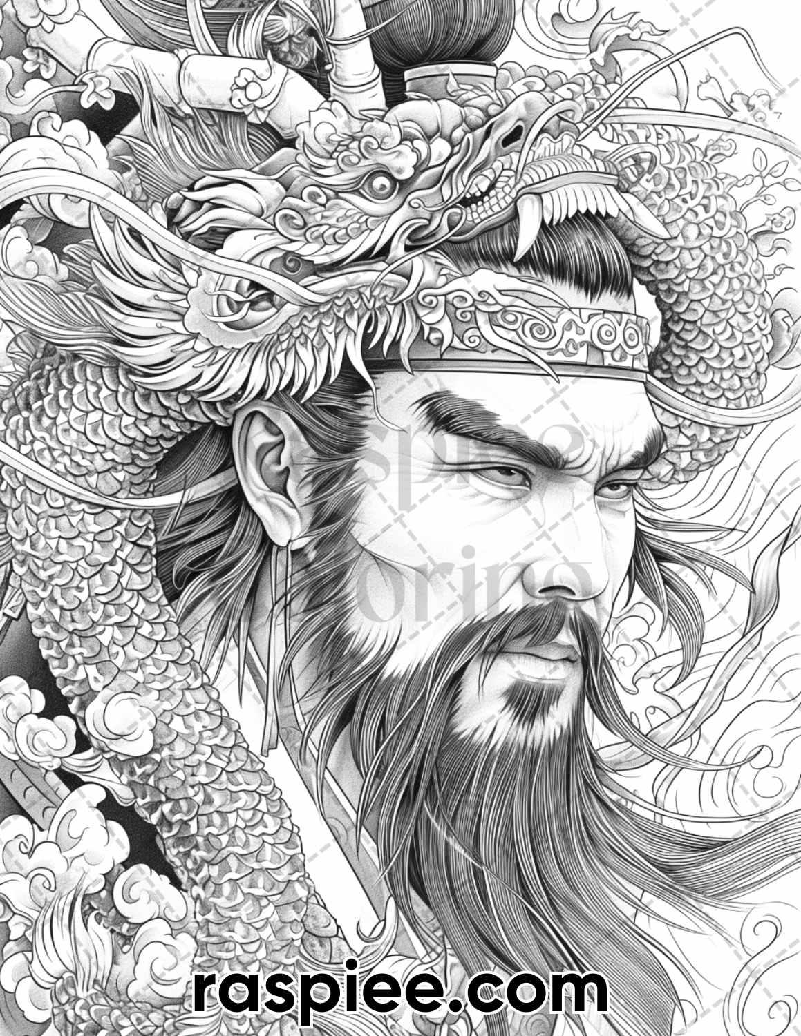 60 Traditional Japanese Tattoos Grayscale Adult Coloring Pages, Printable PDF Instant Download