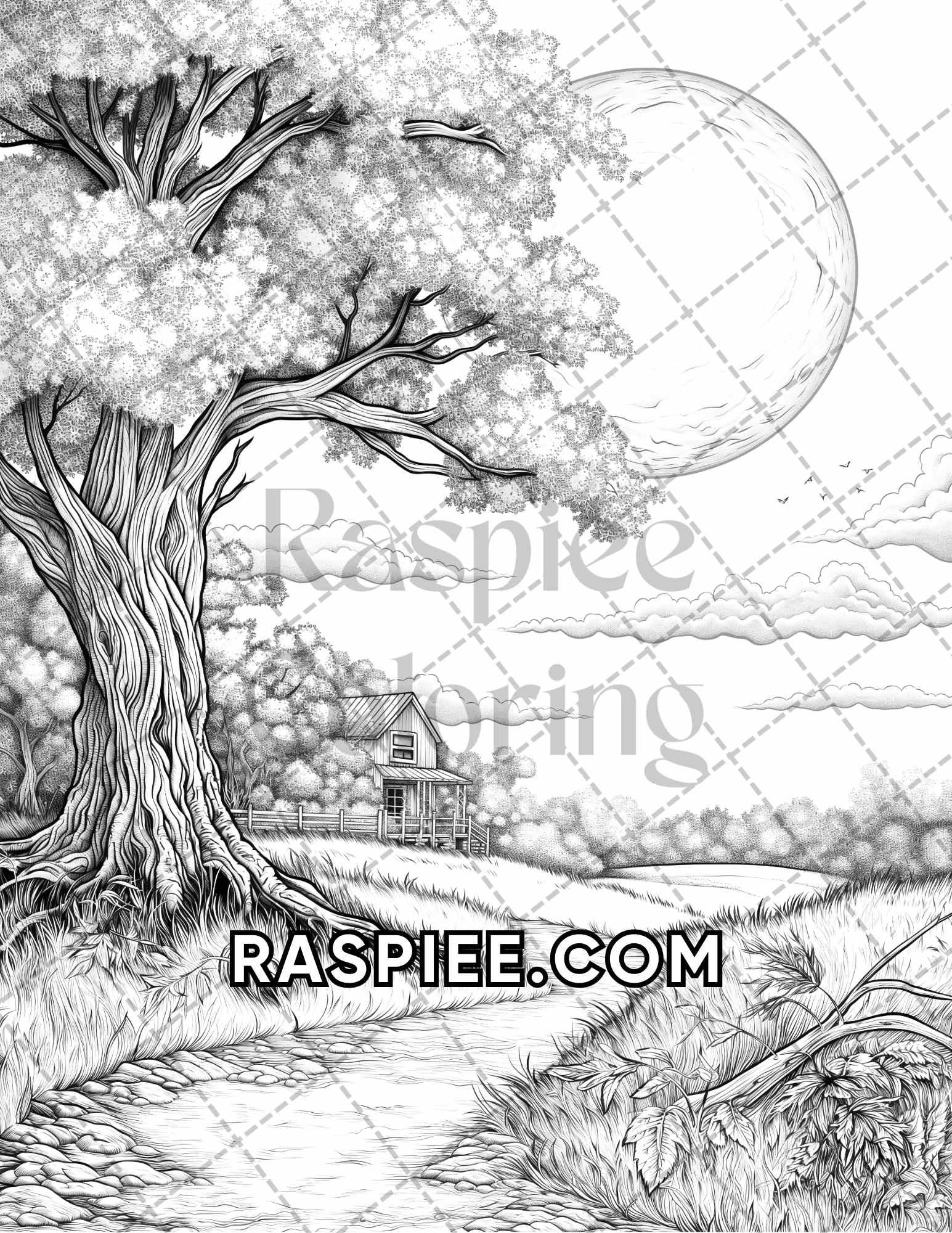 60 Relaxing Autumn Grayscale Adult Coloring Pages Printable PDF Instant Download