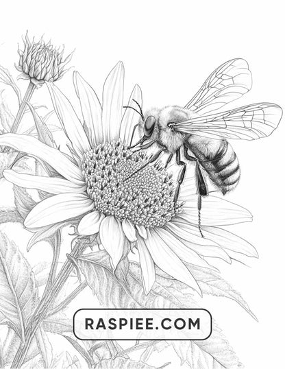 Insects and Flowers Adult Coloring Pages