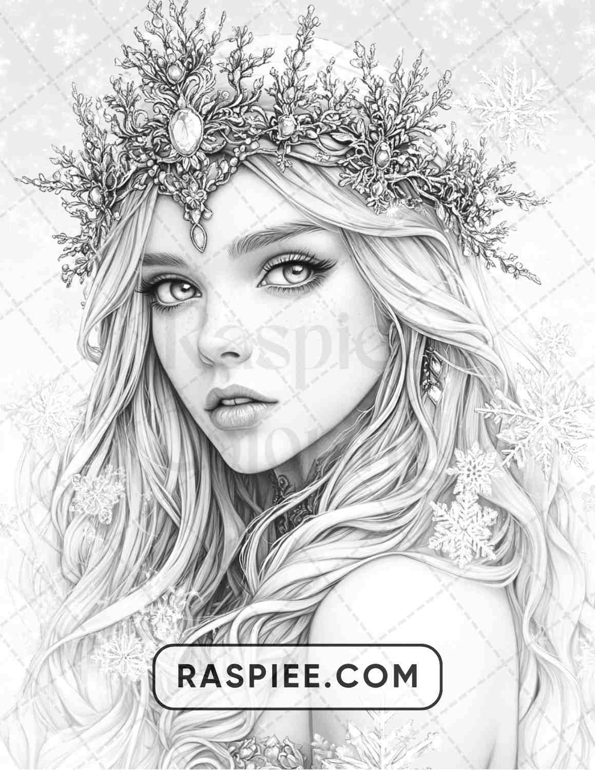 57 Winter Fairytale Portraits Adult Coloring Pages