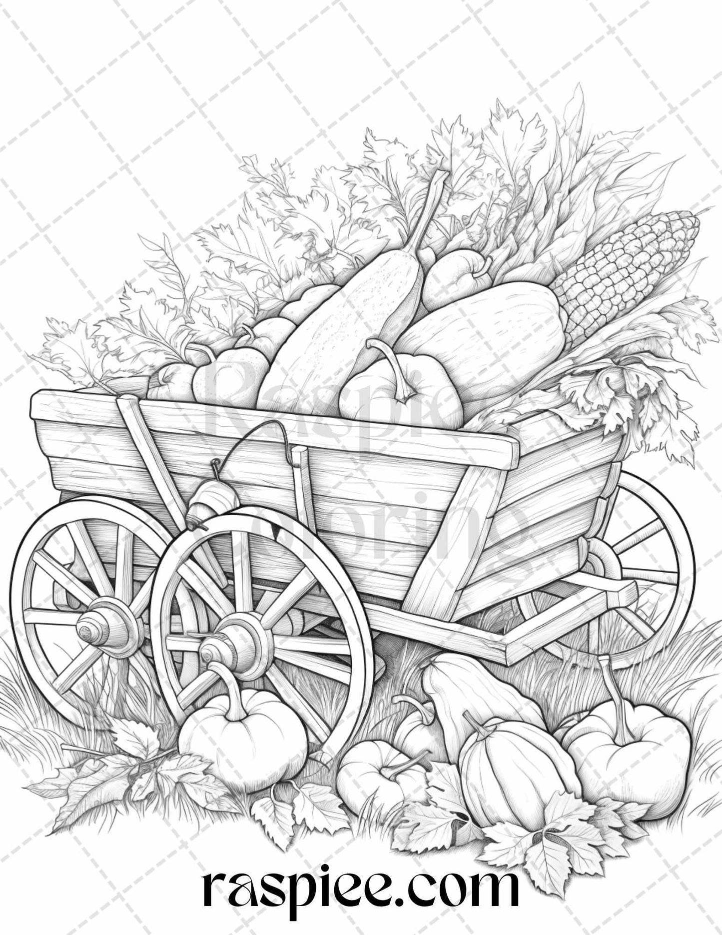 Autumn Vibes Grayscale Coloring Pages Printable for Adults, PDF File Instant Download