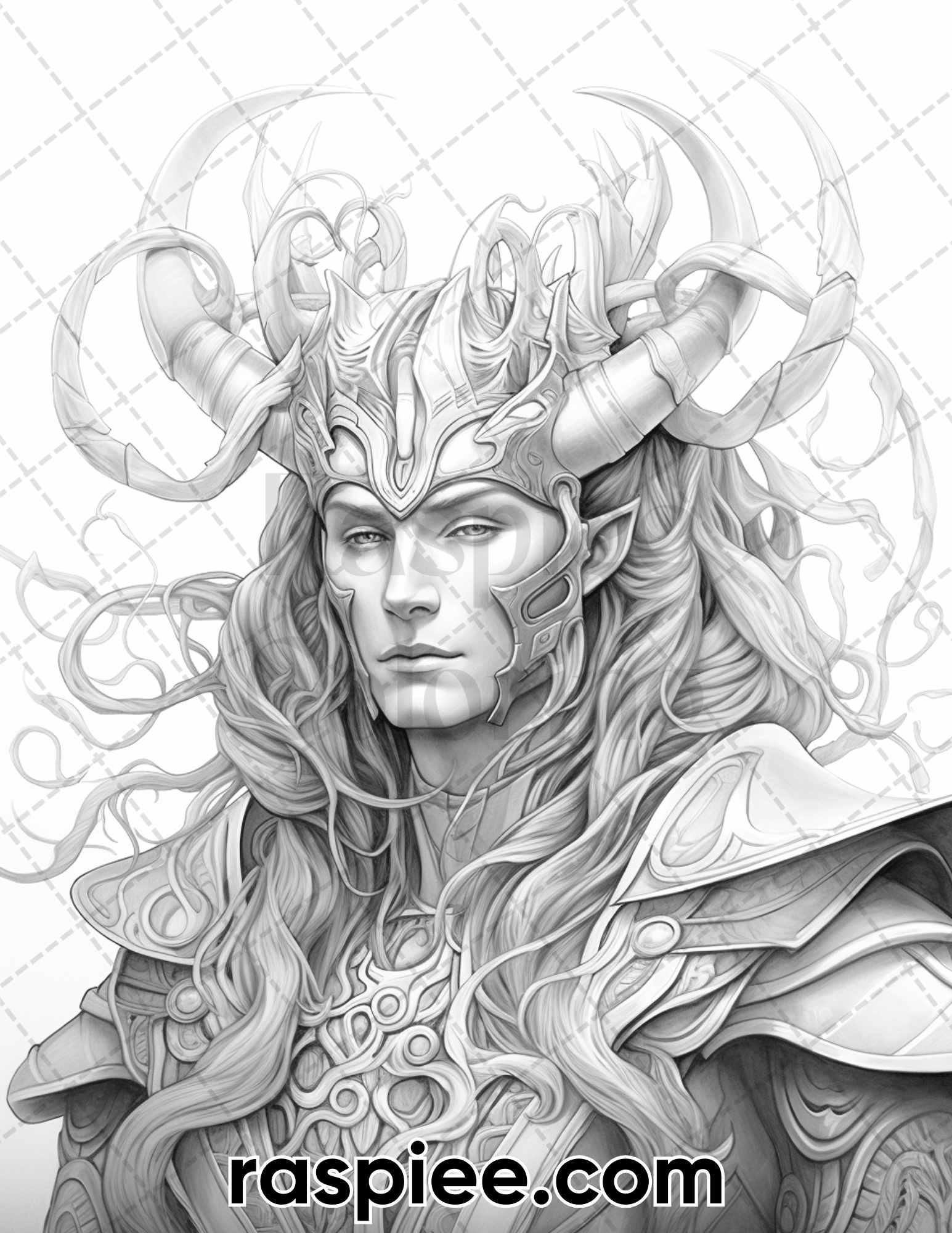 52 Mythology Gods Grayscale Coloring Pages for Adults, Printable PDF Instant Download