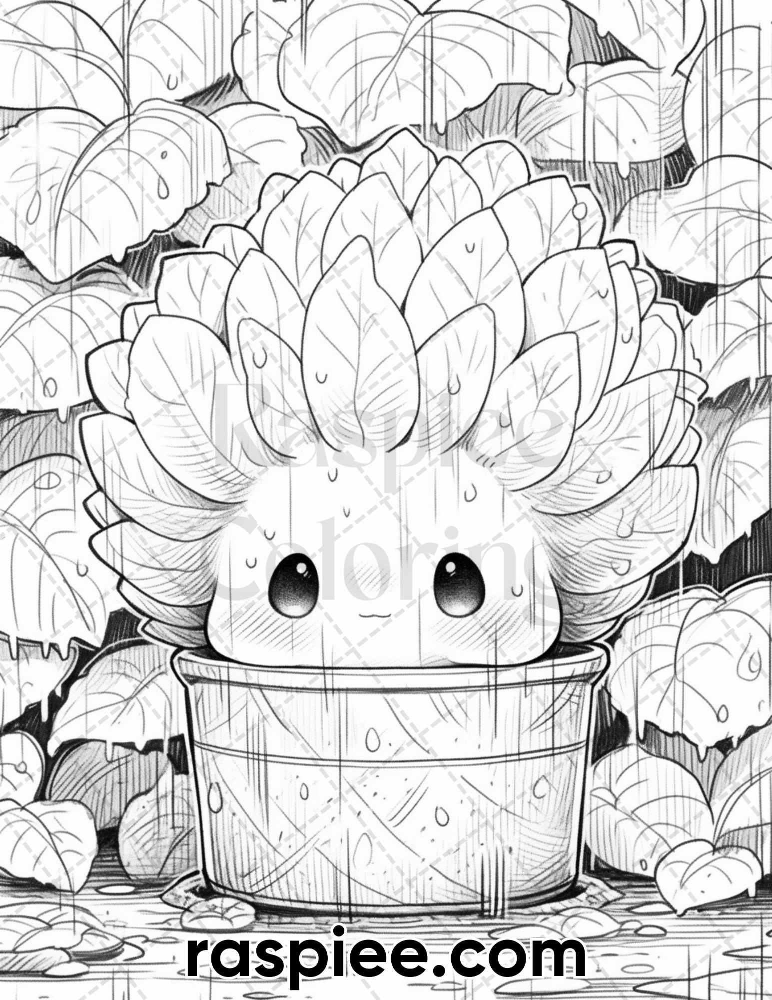 60 Cute Cactus Adventure Grayscale Coloring Pages for Adults, Printable PDF Instant Download