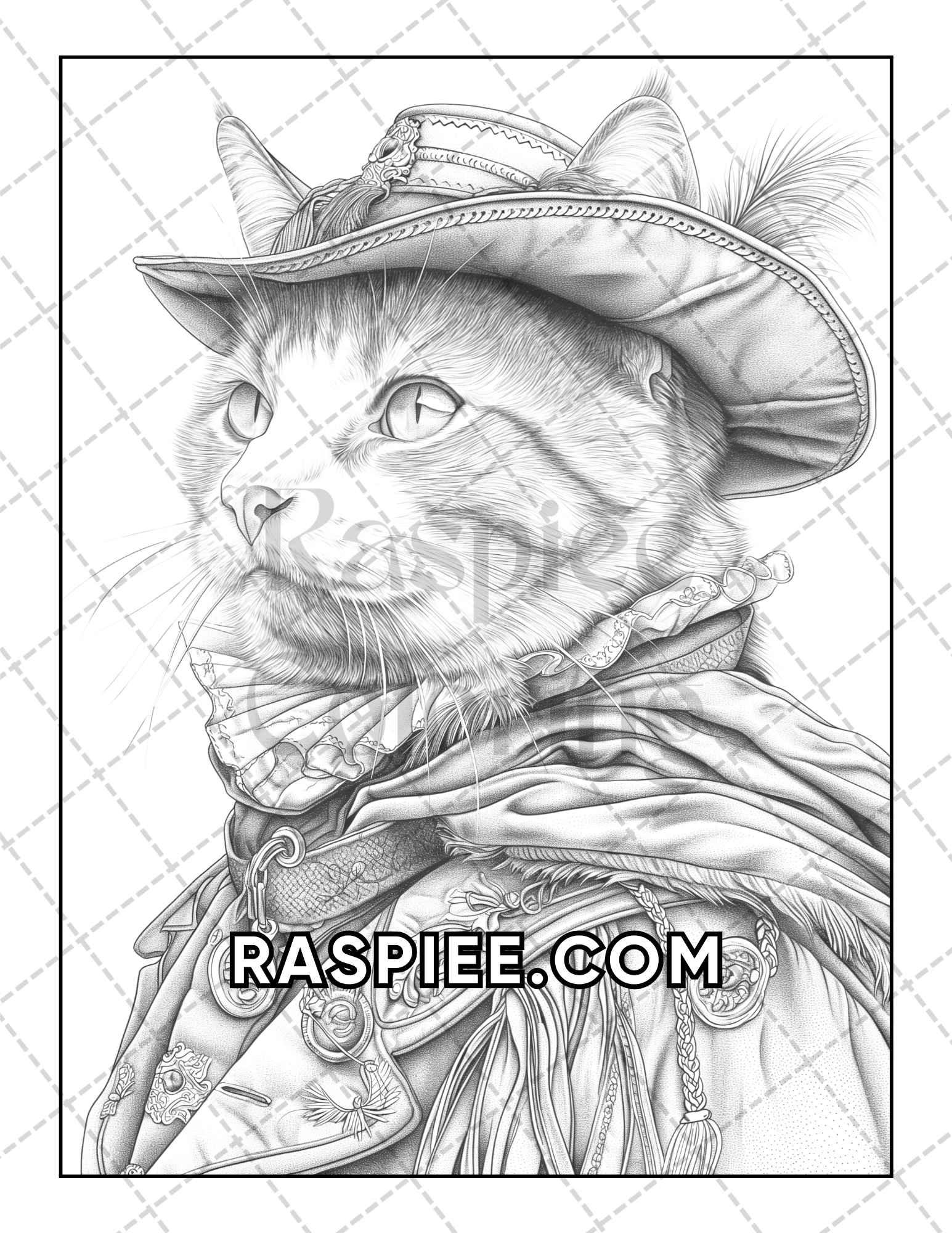 60 Cats Dressed Up Adult Coloring Pages Printable PDF Instant Download