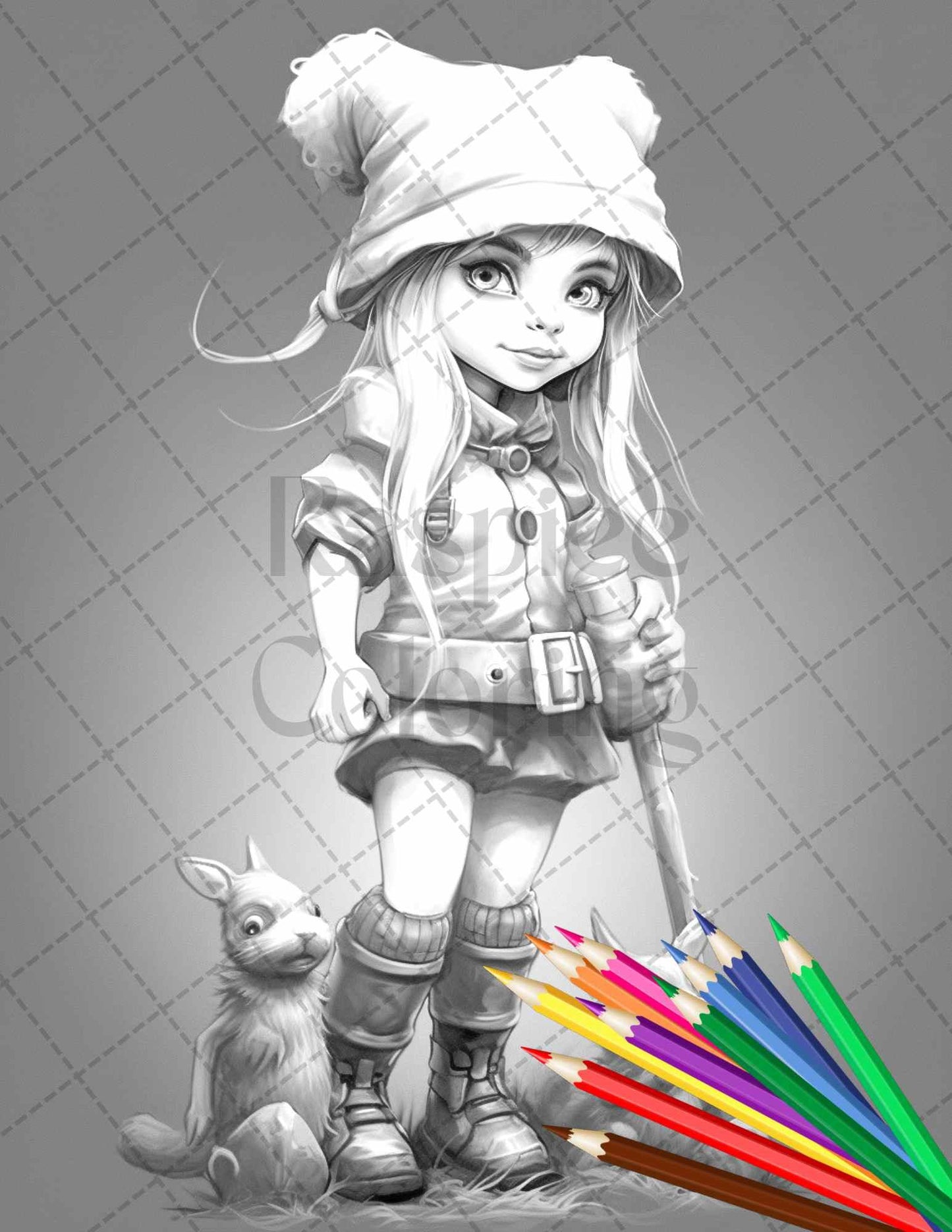 41 Adorable Gnome Girls Grayscale Coloring Pages Printable for Adults and Kids, PDF File Instant Download