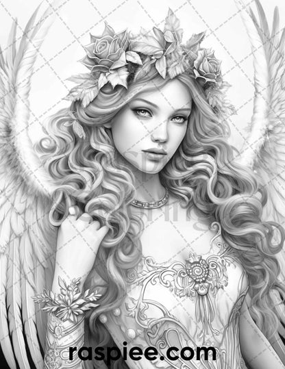 60 Merry Christmas Grayscale Coloring Pages Printable for Adult, Holiday Relaxation Art, PDF File Instant Download