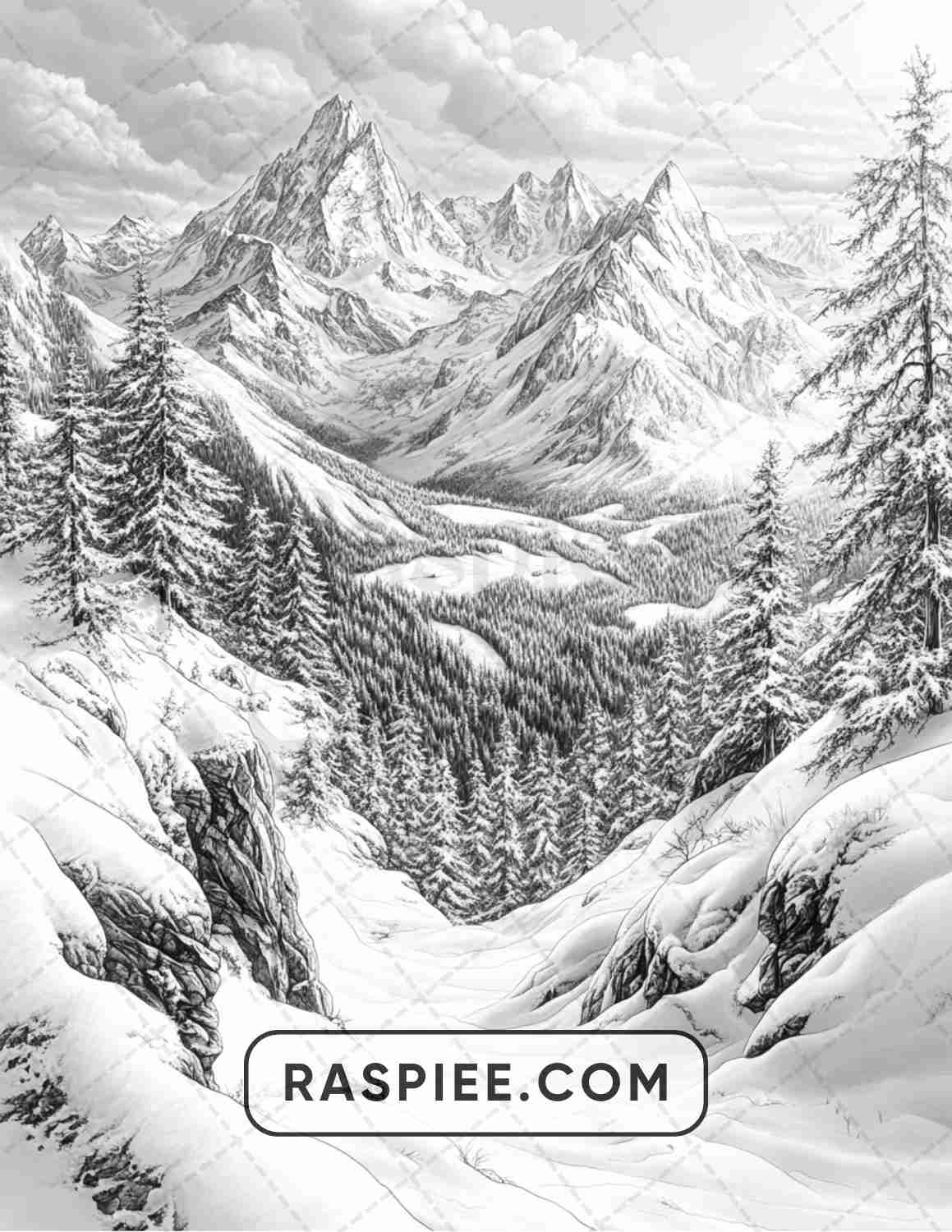 82 Winter Landscapes Adult Coloring Pages