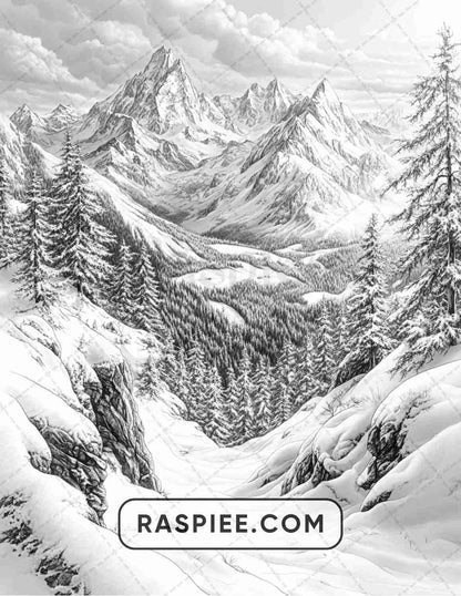 82 Winter Landscapes Adult Coloring Pages