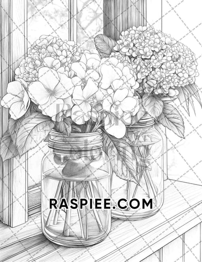 Fall Flowers Adult Coloring Pages Printable PDF Instant Download