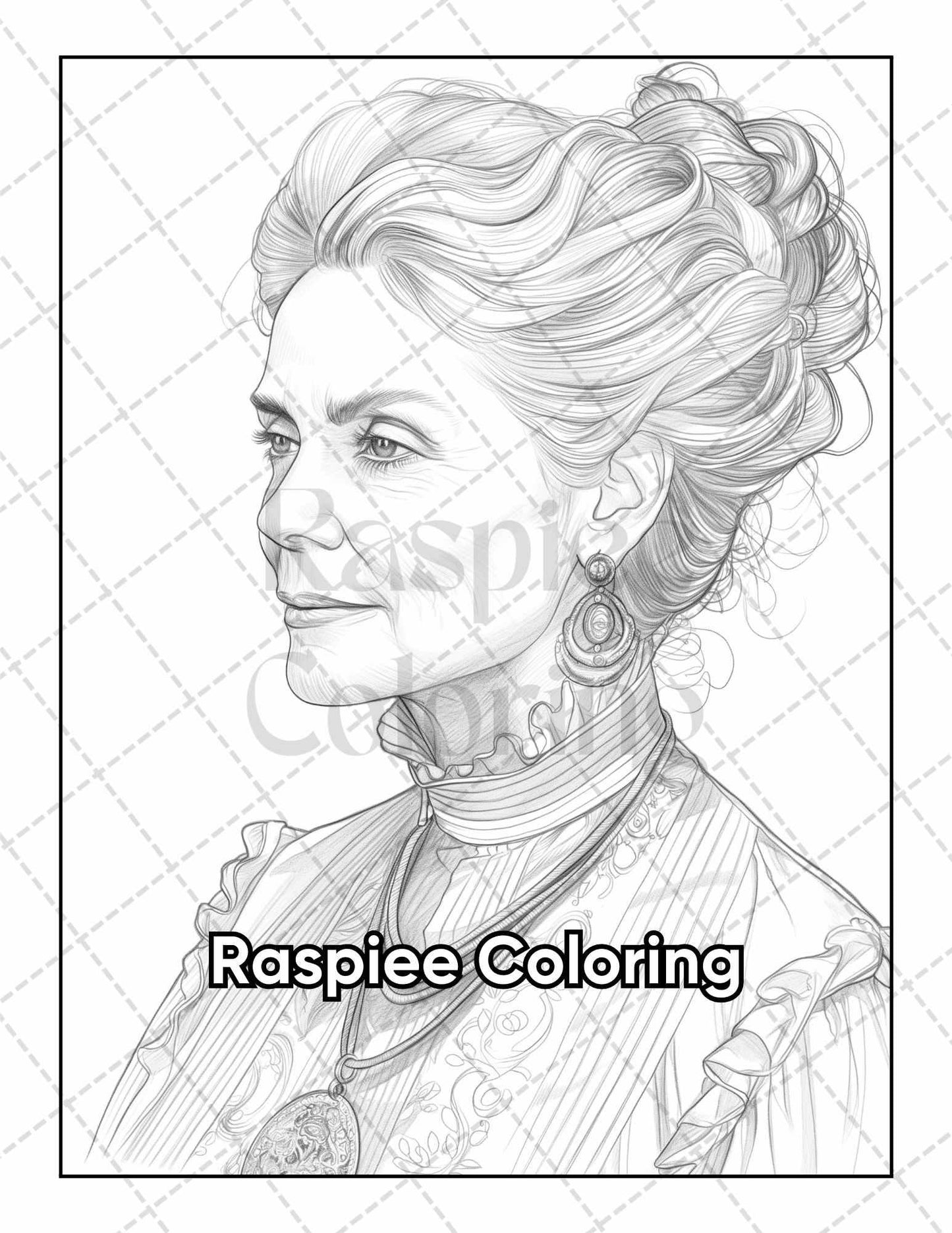 50 Victorian Portrait Adult Coloring Pages Printable PDF Instant Download
