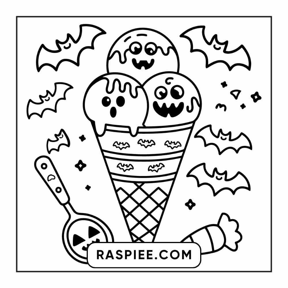 100 Bold Easy Spooky Food & Drinks Coloring Pages Printable PDF Instant Download