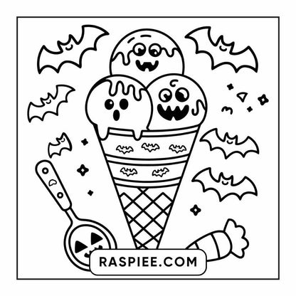 100 Bold Easy Spooky Food & Drinks Coloring Pages Printable PDF Instant Download