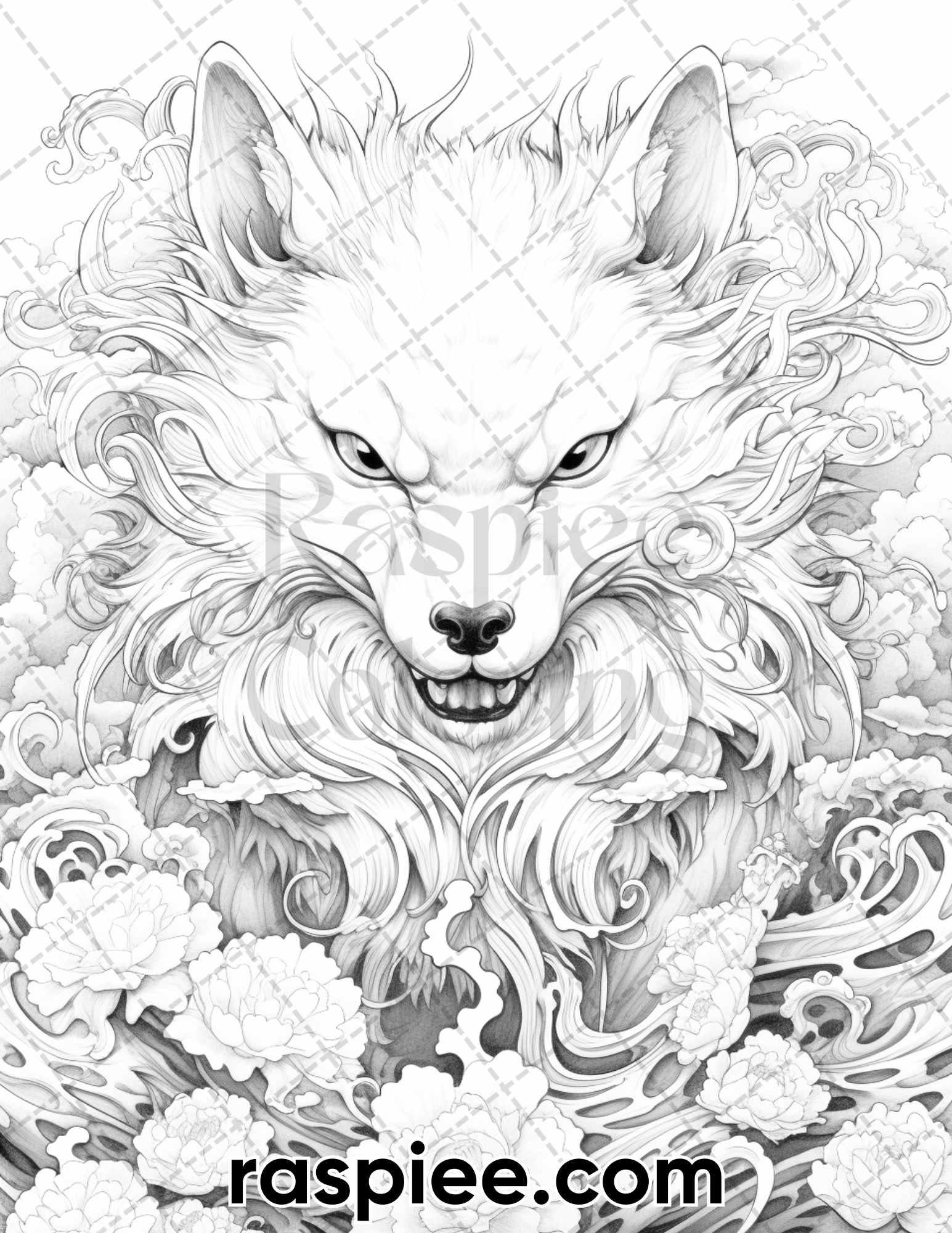 60 Mythical Creatures Grayscale Coloring Pages for Adults, Printable PDF Instant Download