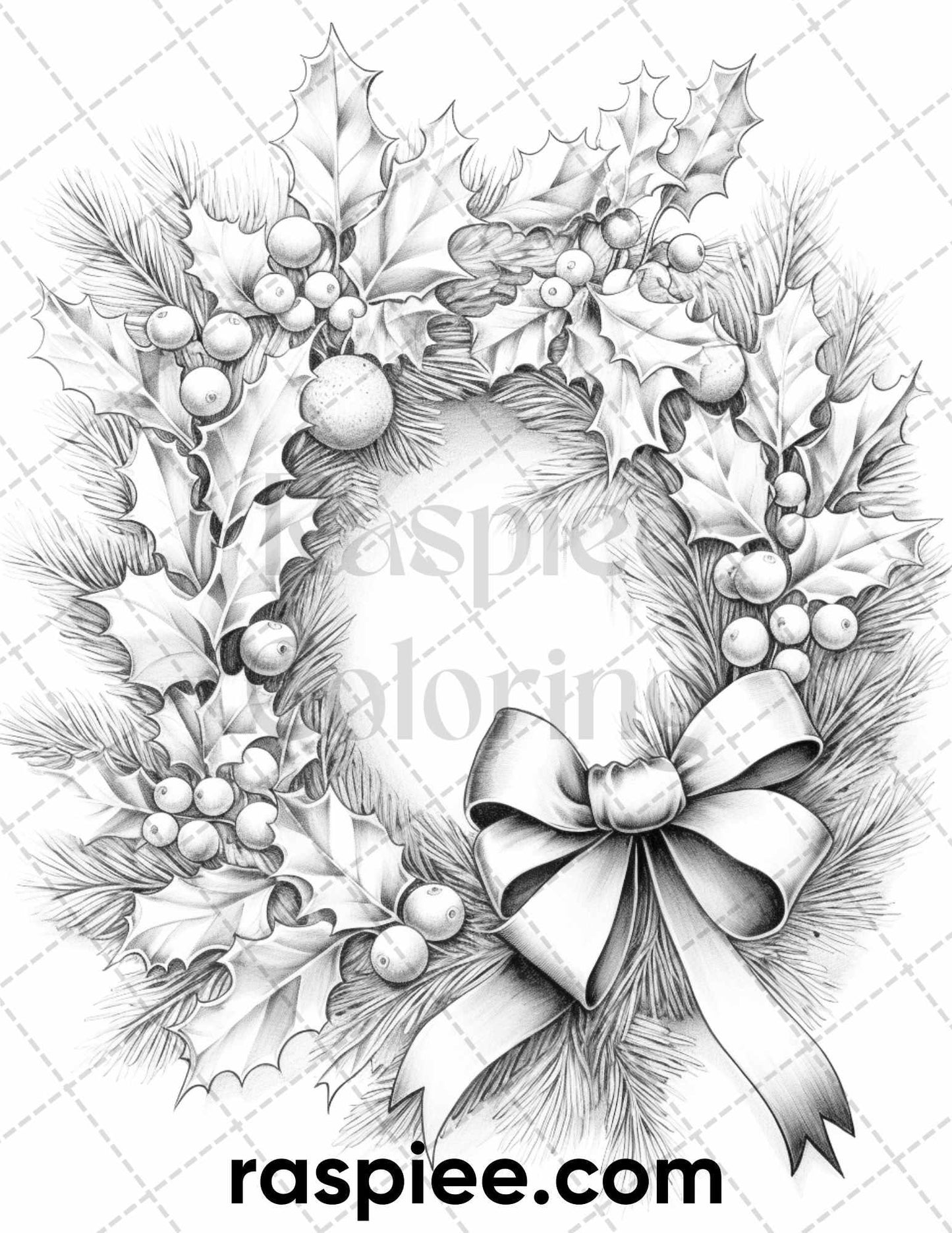 60 Merry Christmas Grayscale Coloring Pages Printable for Adult, Holiday Relaxation Art, PDF File Instant Download