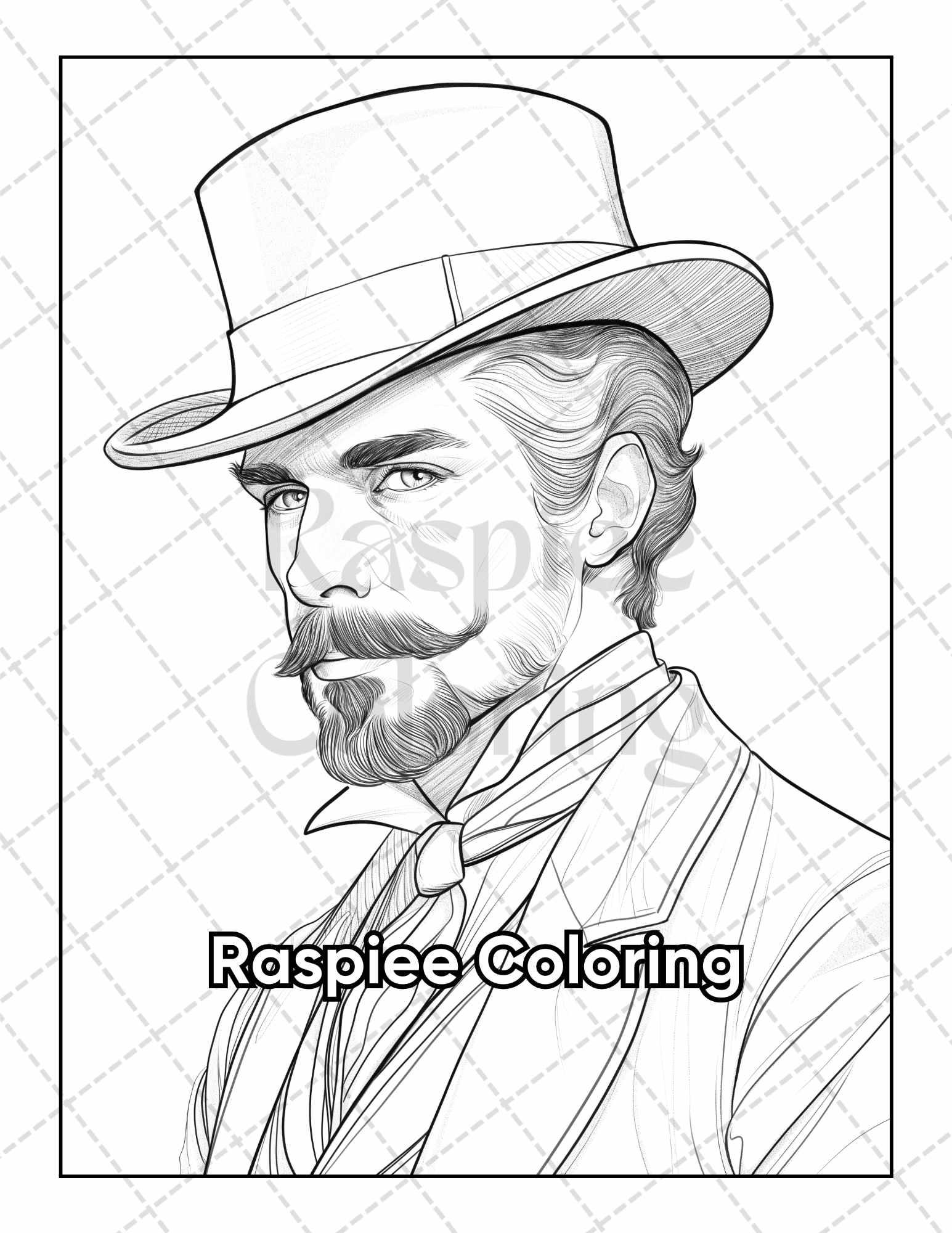 50 Victorian Portrait Adult Coloring Pages Printable PDF Instant Download