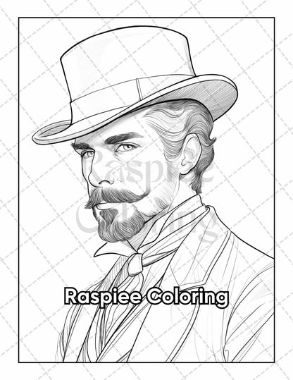 50 Victorian Portrait Adult Coloring Pages Printable PDF Instant Download