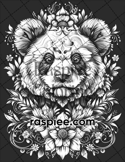 87 Spirit Animals Grayscale Adult Coloring Pages Printable PDF Instant Download