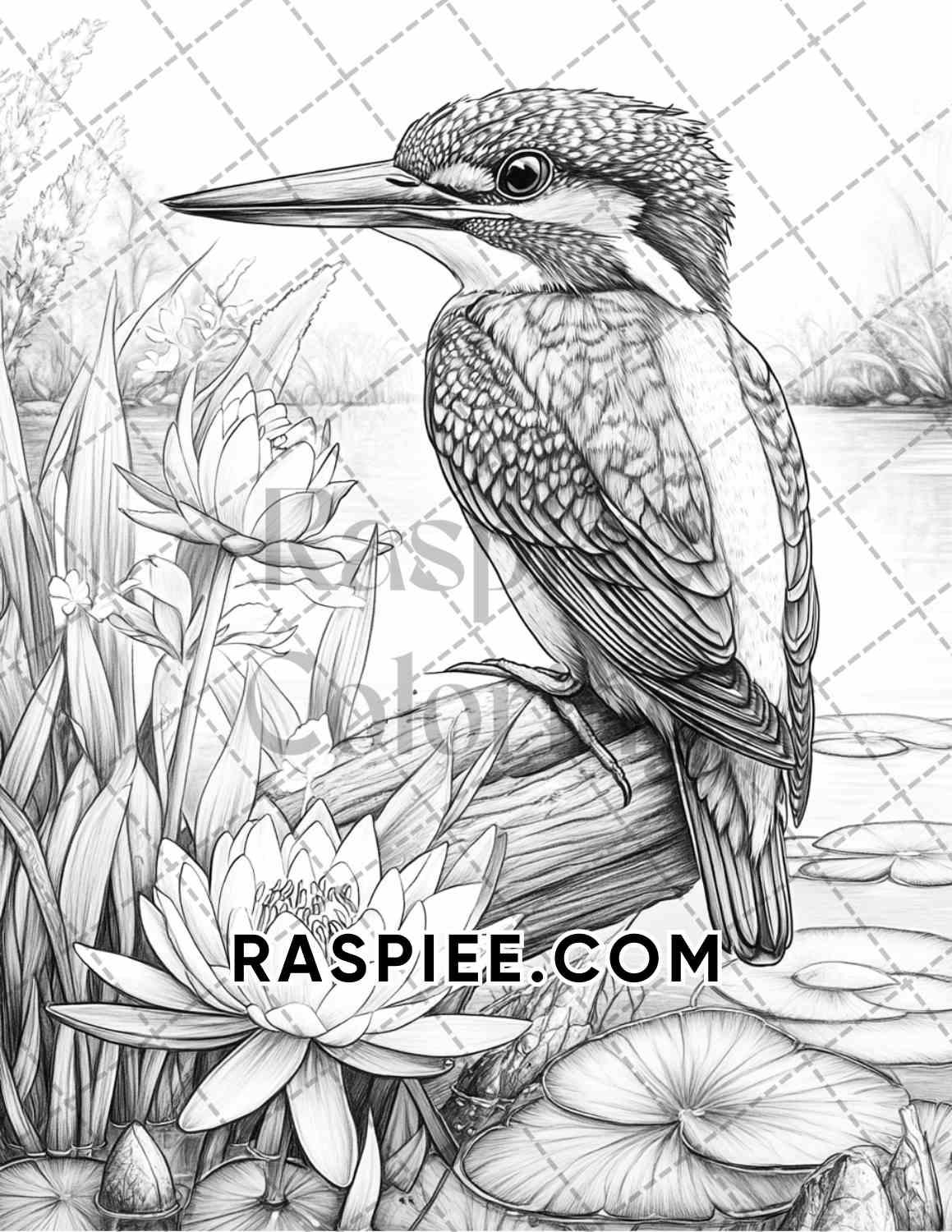 Flowers and Birds Adult Coloring Pages Printable PDF Instant Download