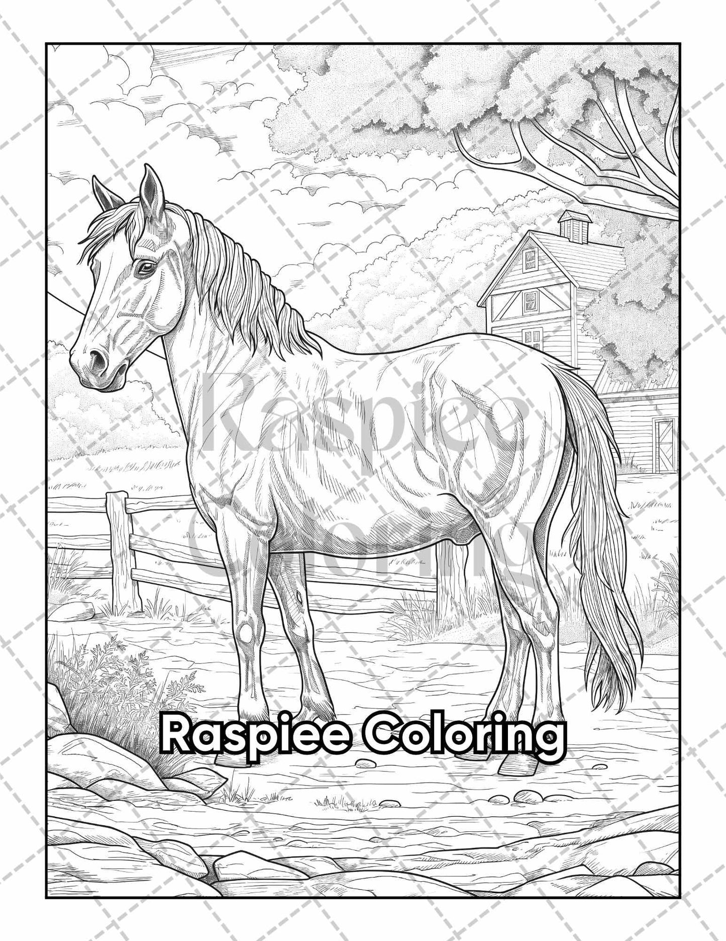 50 Country Farm Scenes Adult Coloring Pages Printable PDF Instant Download