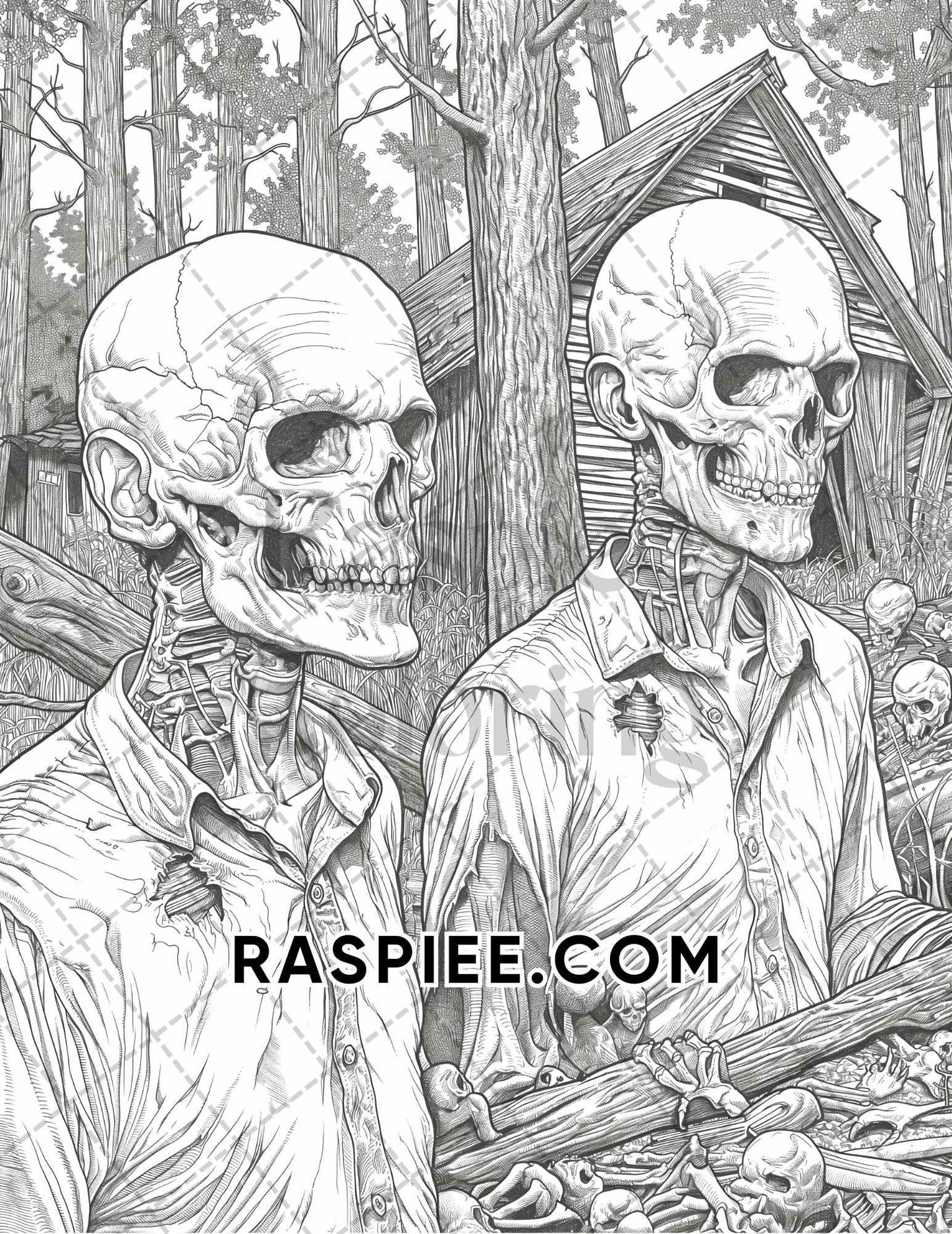Freak Of Horror Halloween Adult Coloring Pages Printable PDF Instant Download