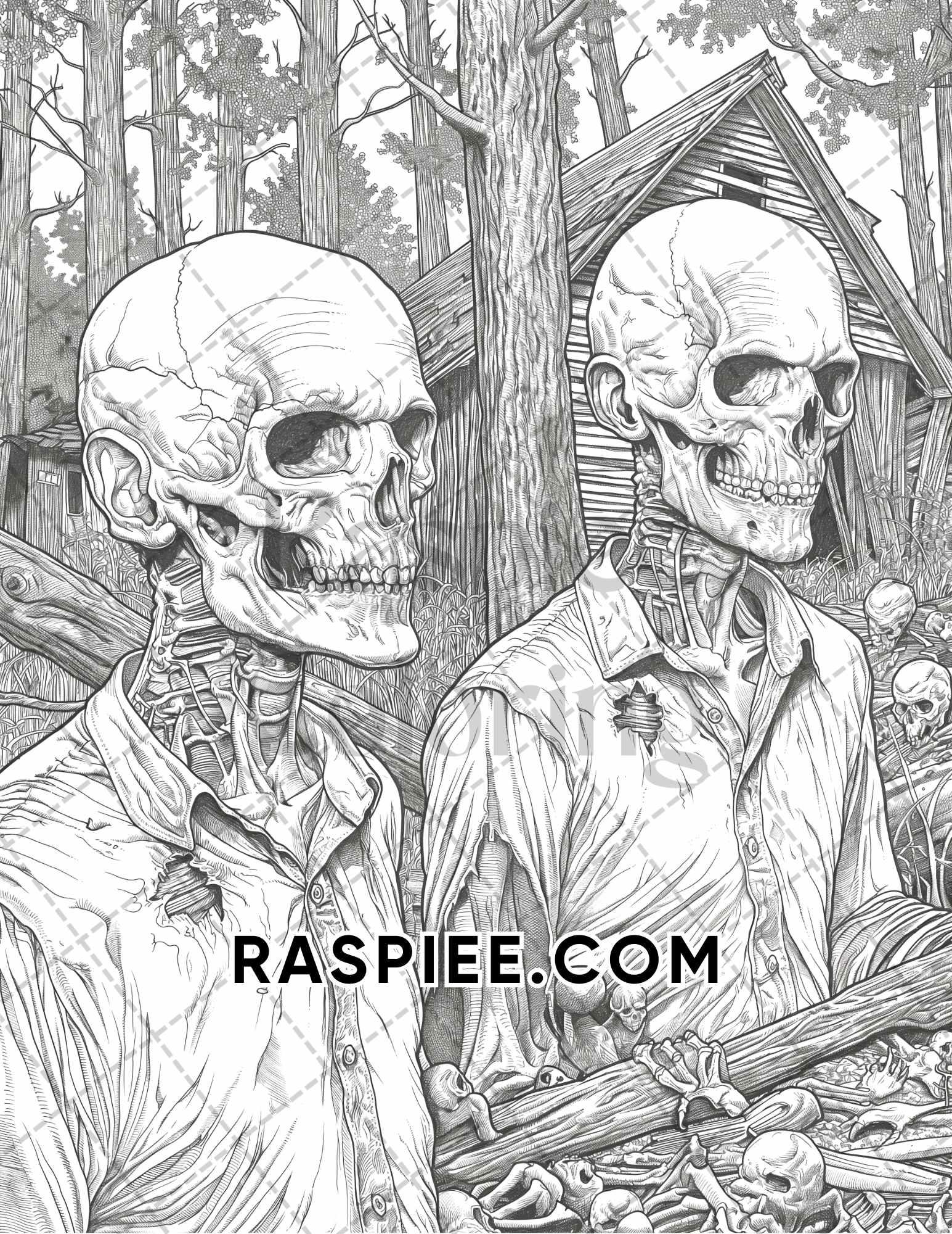 Freak Of Horror Halloween Adult Coloring Pages Printable PDF Instant Download